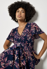 Apricot Apricot - Tiered imprimés de feuilles Robe