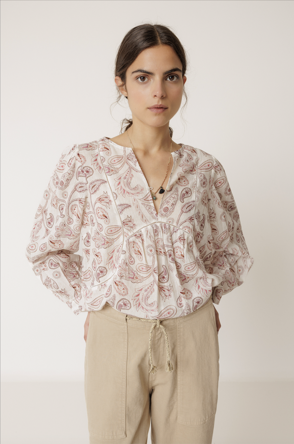 Indi & Cold Indi & Cold - VV26KI131 Hemstitch-Details Blouse SS26