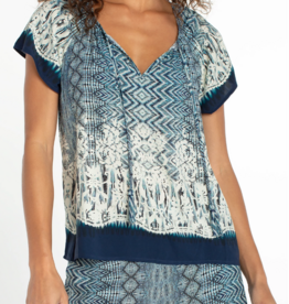 Liverpool Liverpool - LM8K51HE9P22 Short Sleeve Woven Top w/ Front Tie SS26