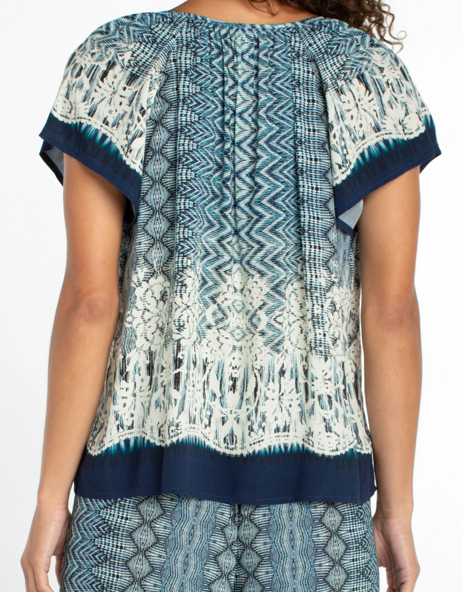 Liverpool Liverpool - LM8K51HE9P22 Short Sleeve Woven Top w/ Front Tie SS26