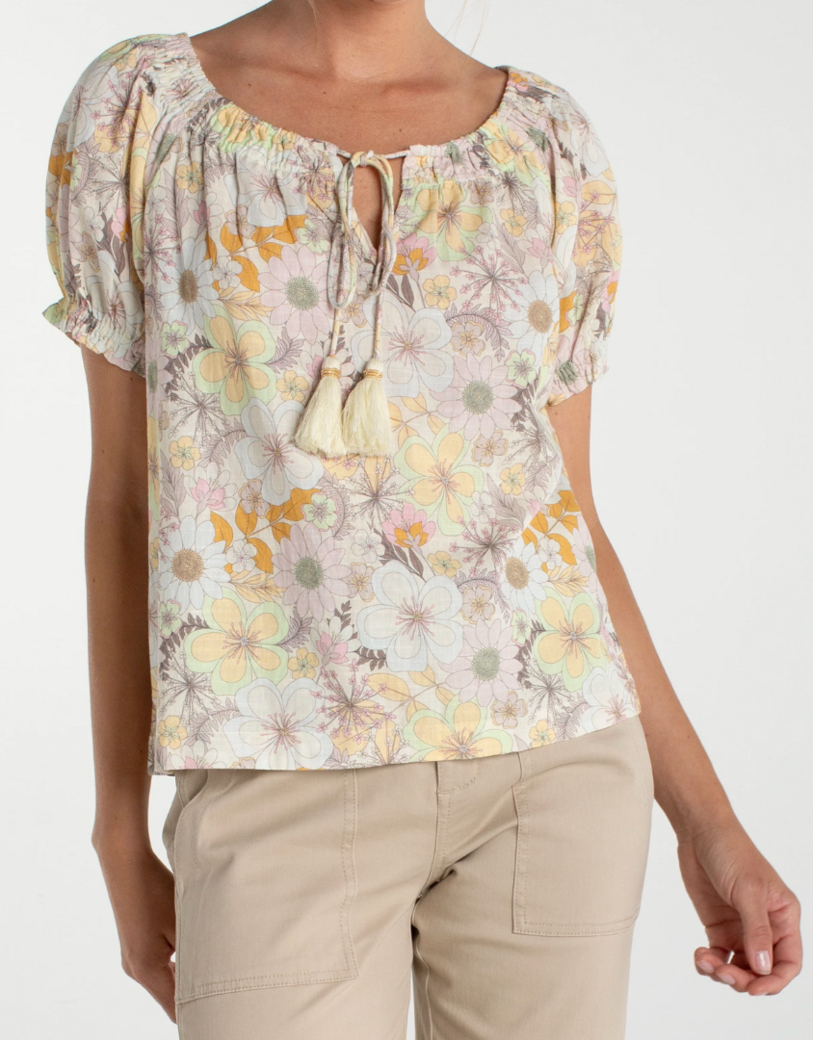 Liverpool Liverpool - LM8K12CF2P83 Short Sleeve Tie Neck Top SS26