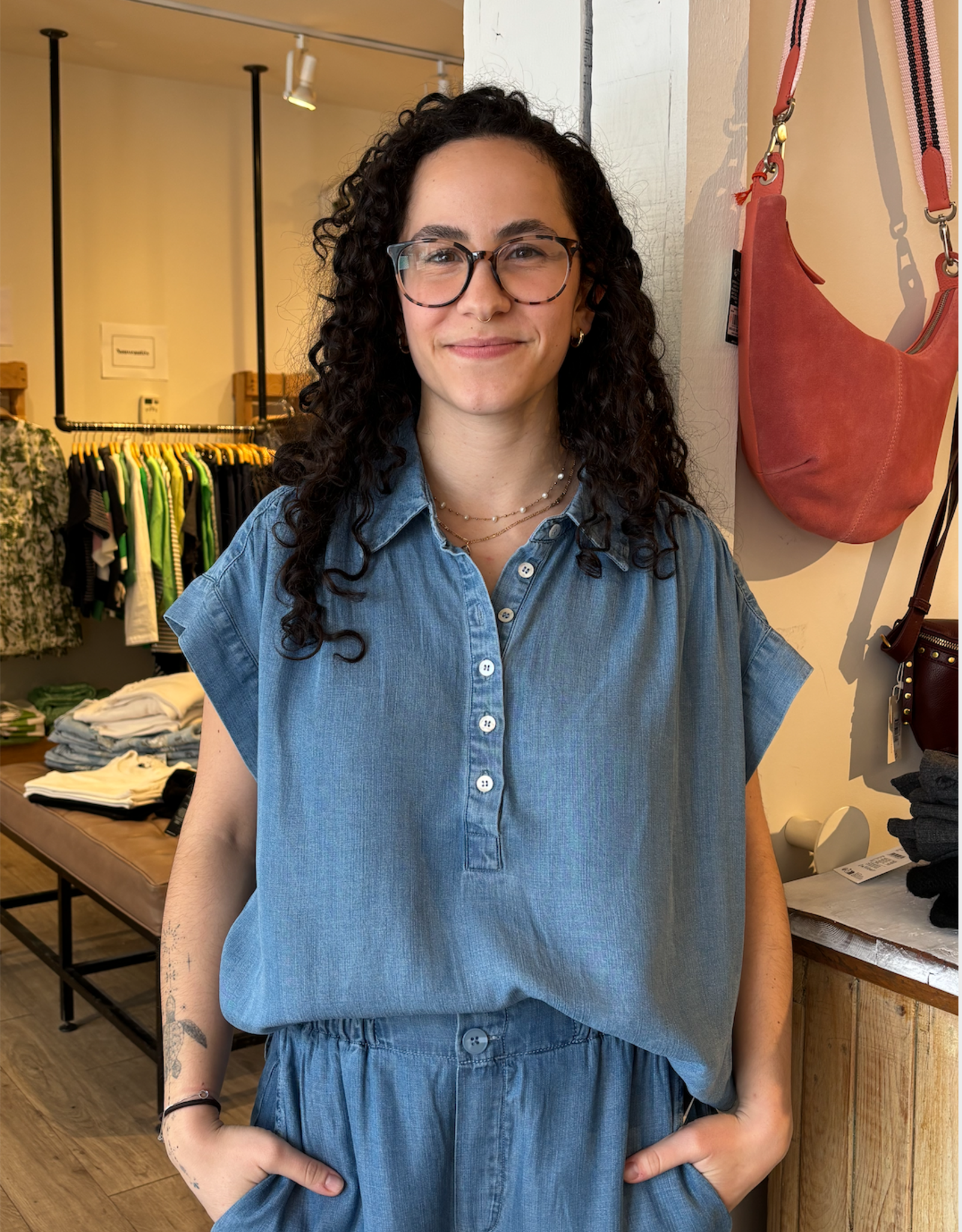 Liverpool Liverpool - LM8K57Y47 Half Button Shirt w/ Shirring SS26