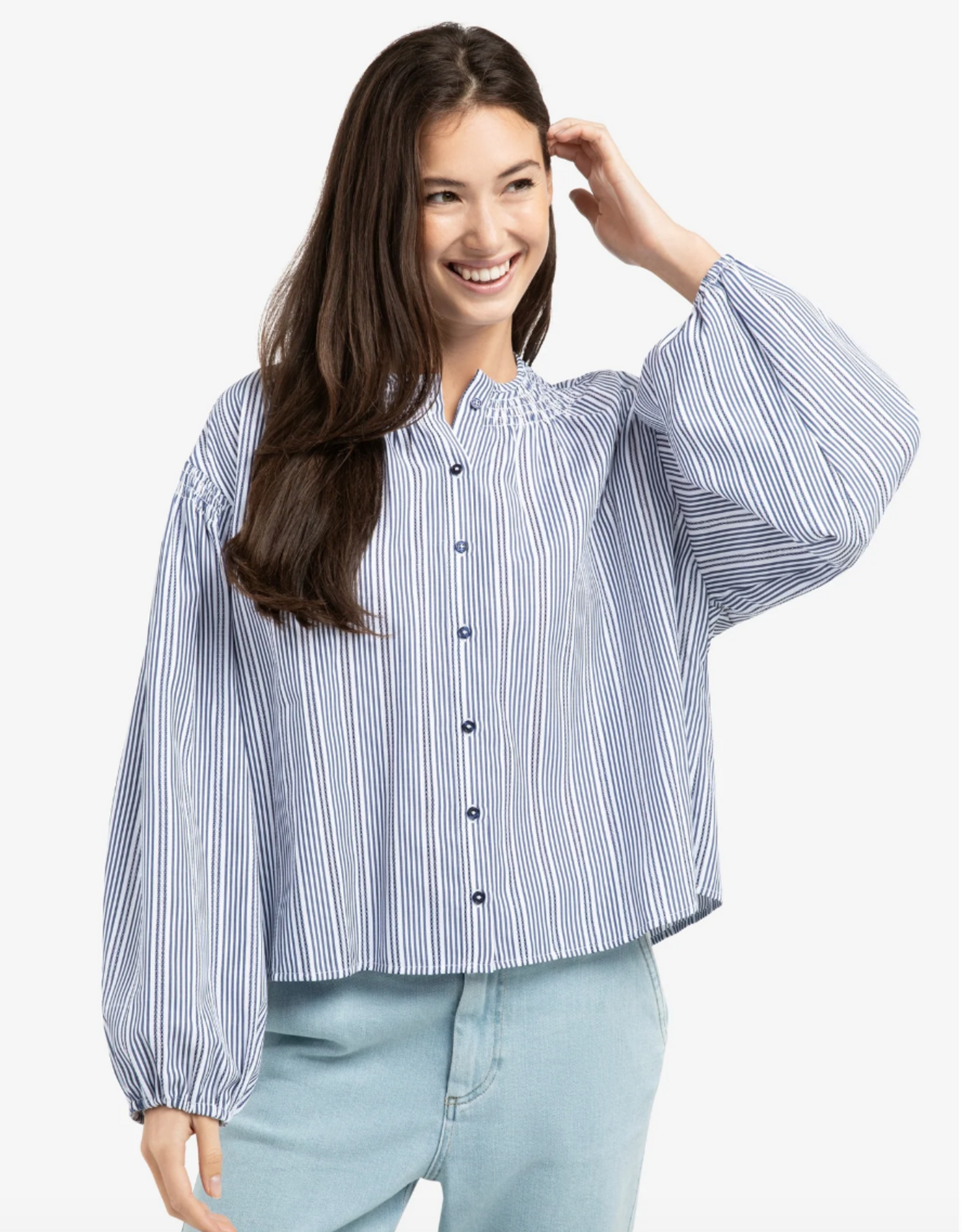 Yaya Yaya - 01201208 Striped Blouse w/ Shirring SS26