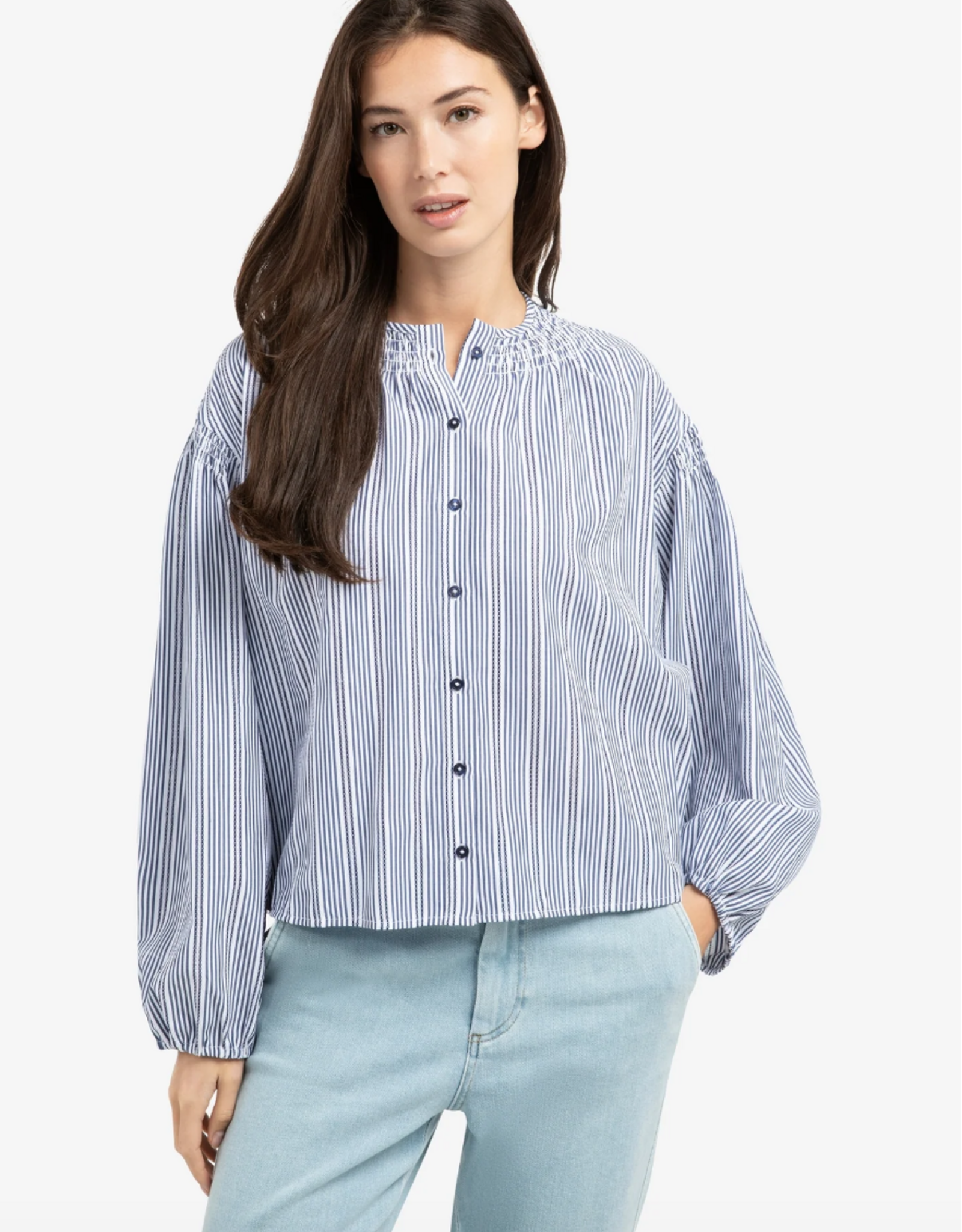 Yaya Yaya - 01201208 Striped Blouse w/ Shirring SS26