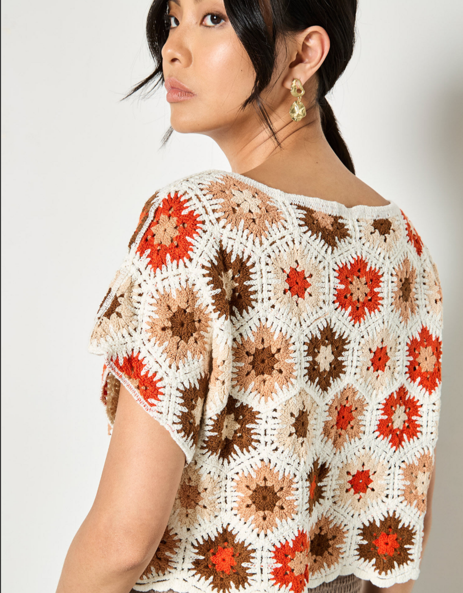 Apricot Apricot - Hexagon Flowers Crochet Top SS26