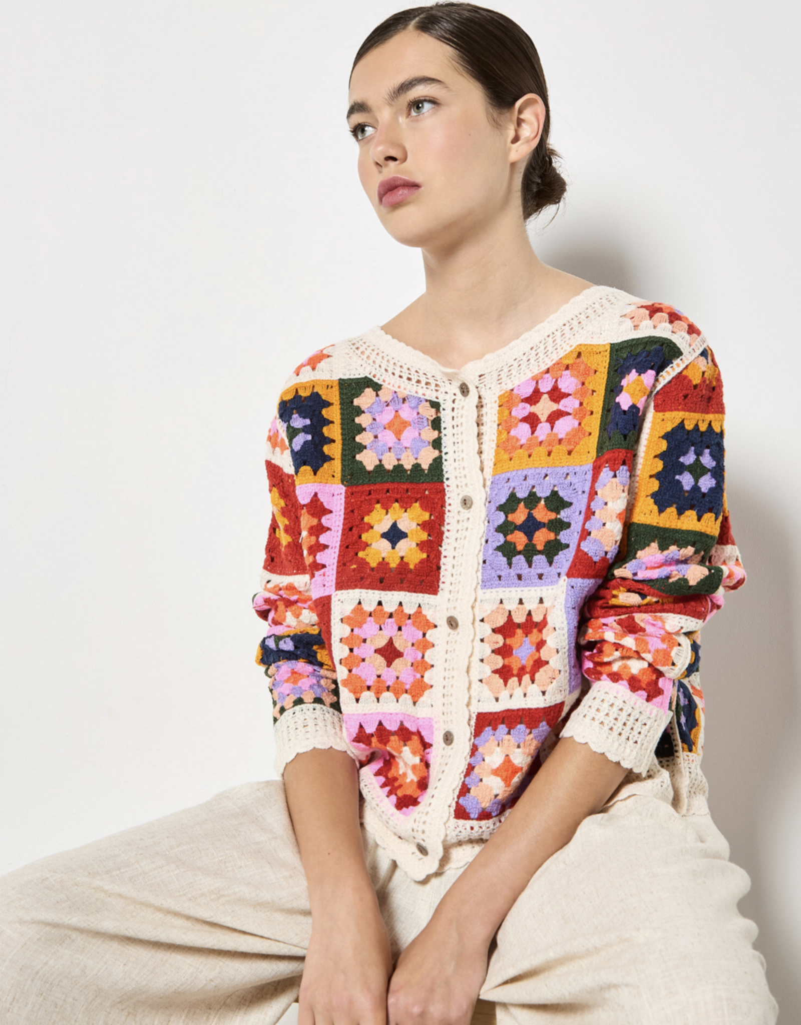 Apricot Apricot - Bright Crochet Squares Cardigan SS26