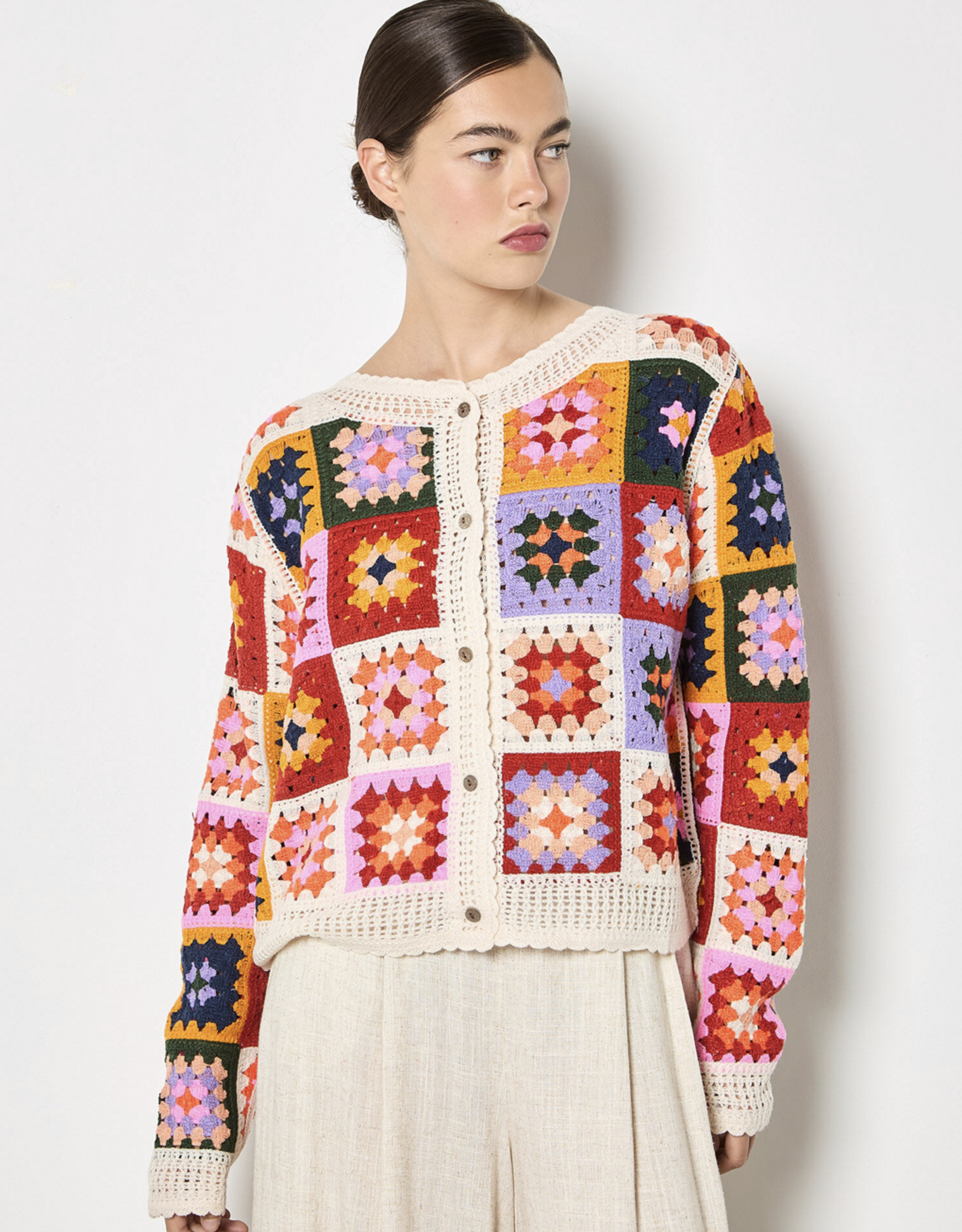 Apricot Apricot - Bright Crochet Squares Cardigan SS26