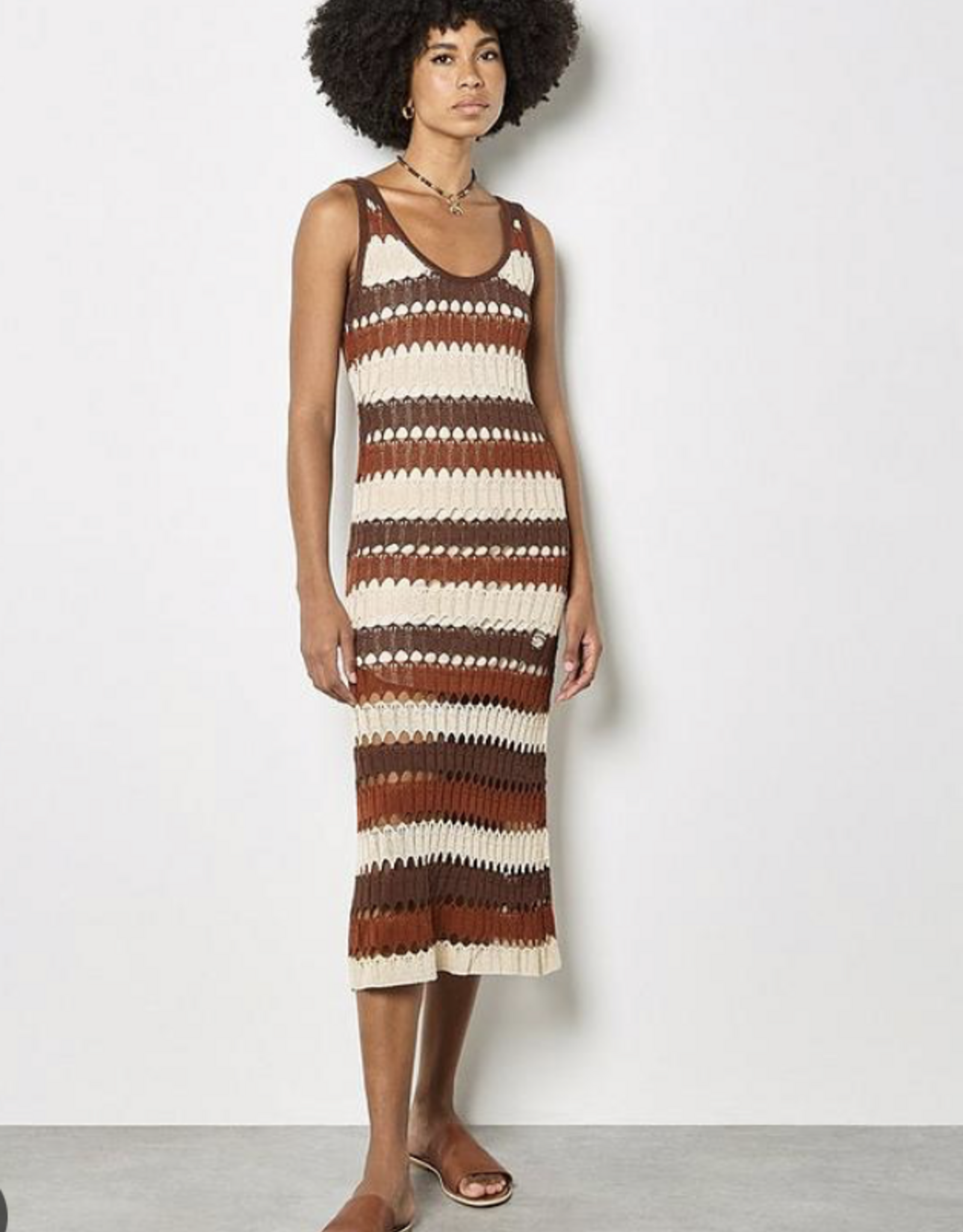 Apricot Apricot - Crochet Stripe Midaxi Dress SS26