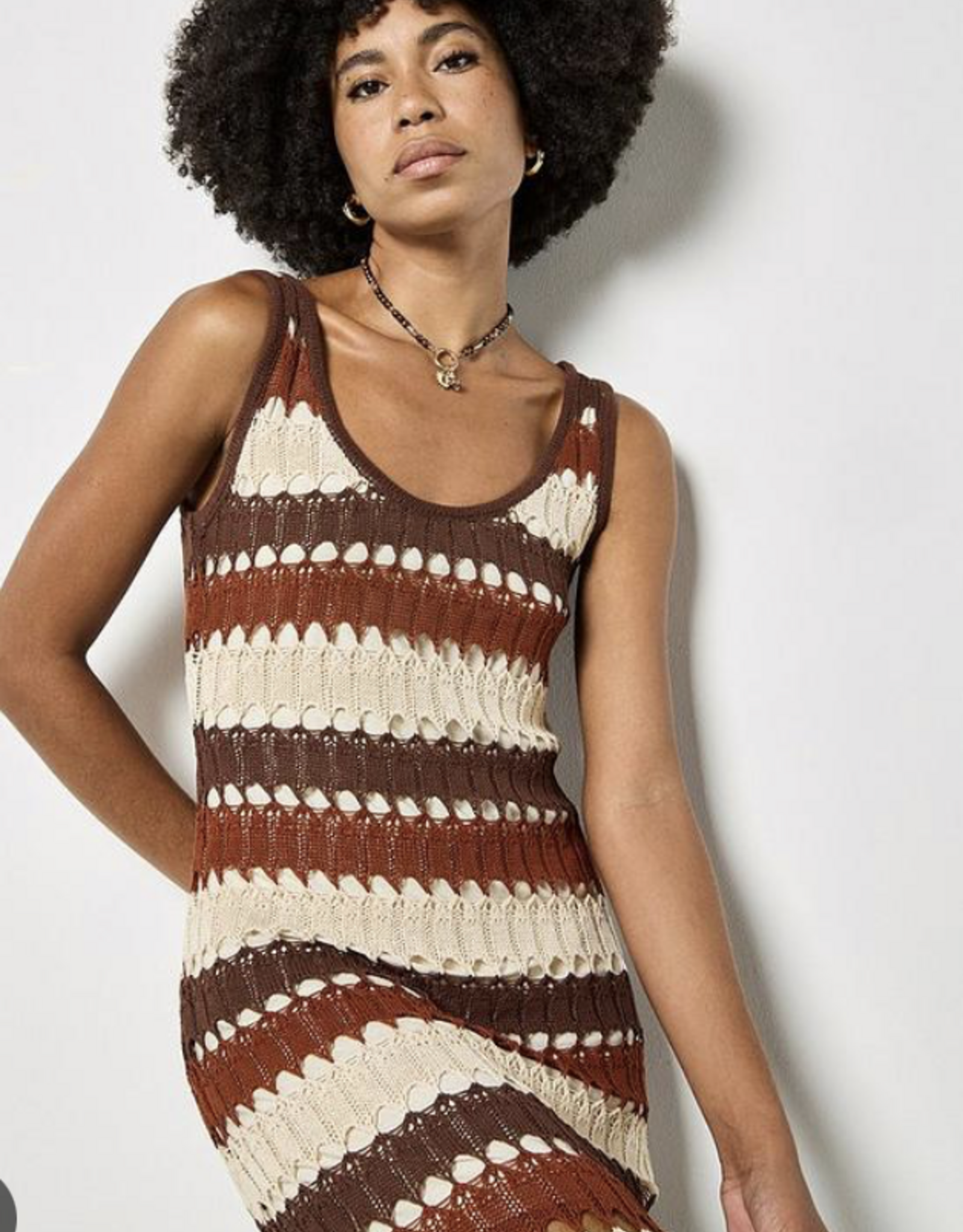 Apricot Apricot - Crochet Stripe Midaxi Robe SS26