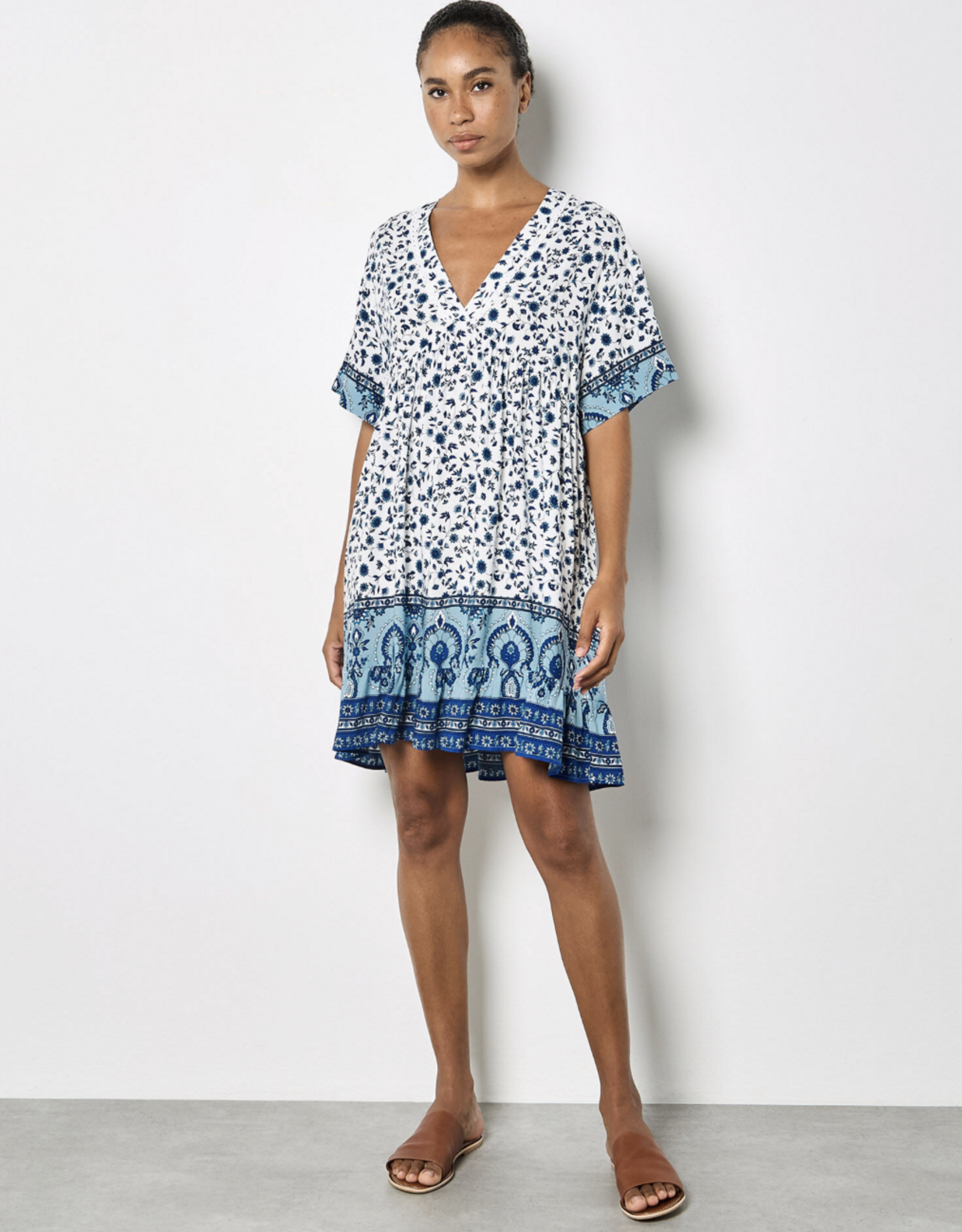 Apricot Apricot - Sarasa Ditsy Border Dress SS26