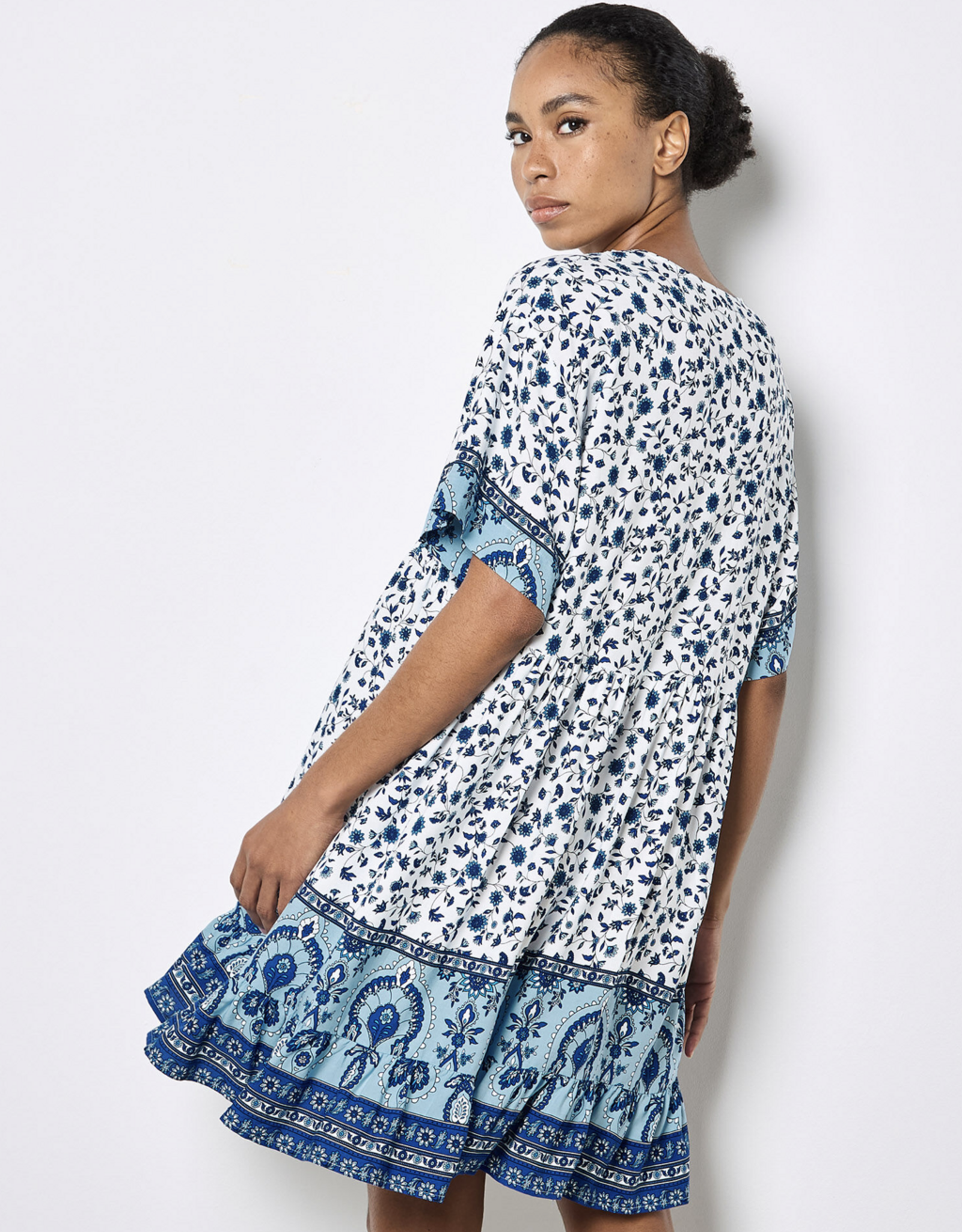 Apricot Apricot - Sarasa Ditsy Border Dress SS26