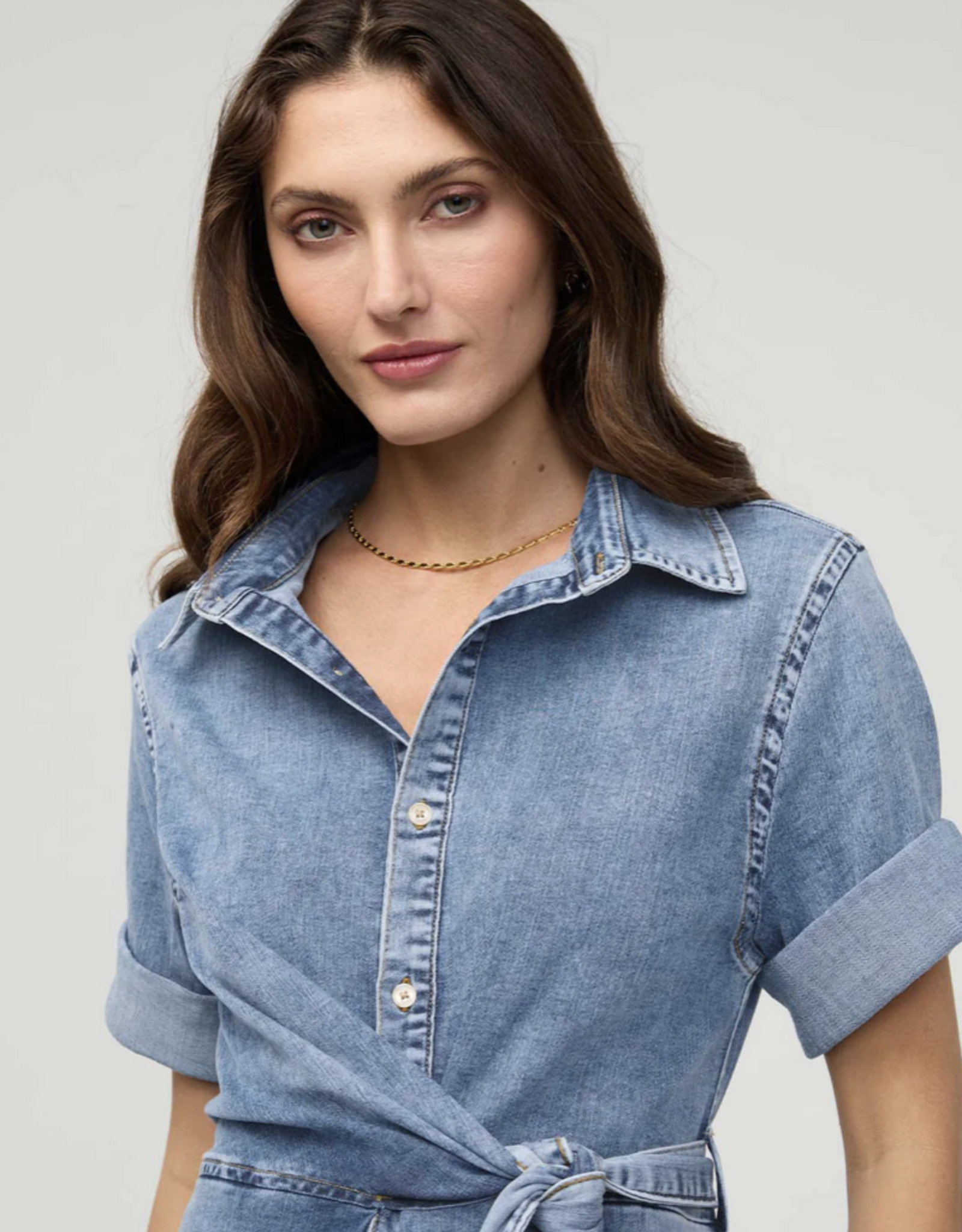 DU/ER DU/ER- WKWR5203  Performance Denim Lite Wrap Shirt Robe SS26