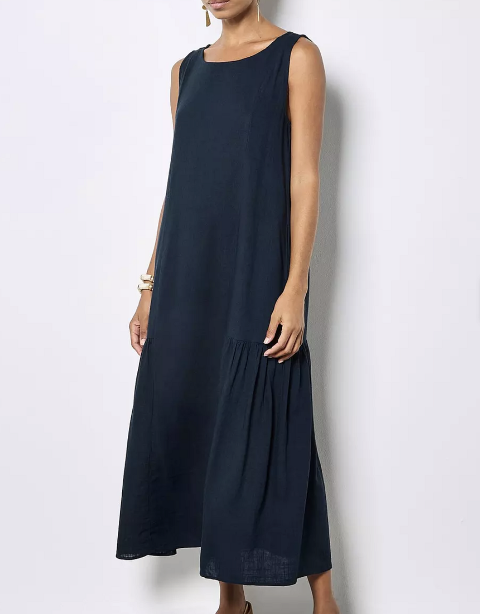 Apricot Apricot - Linen Mix Side Panel trapeze Dress SS26