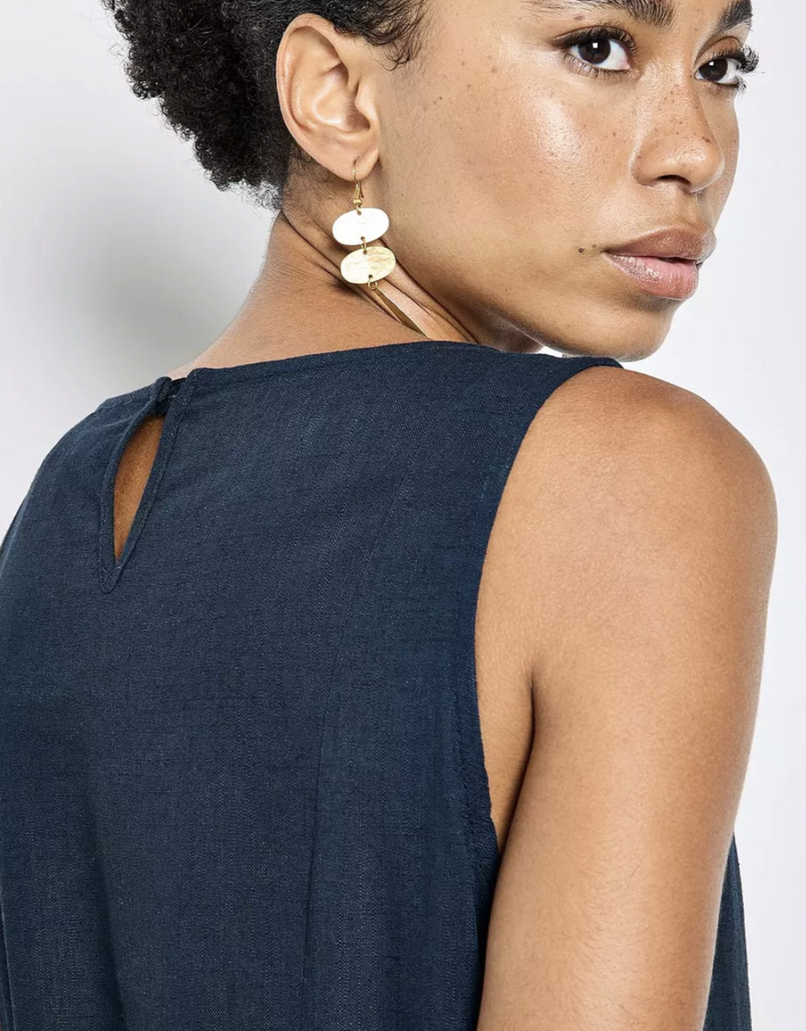 Apricot Apricot - Linen Mix Side Panel trapeze Dress SS26