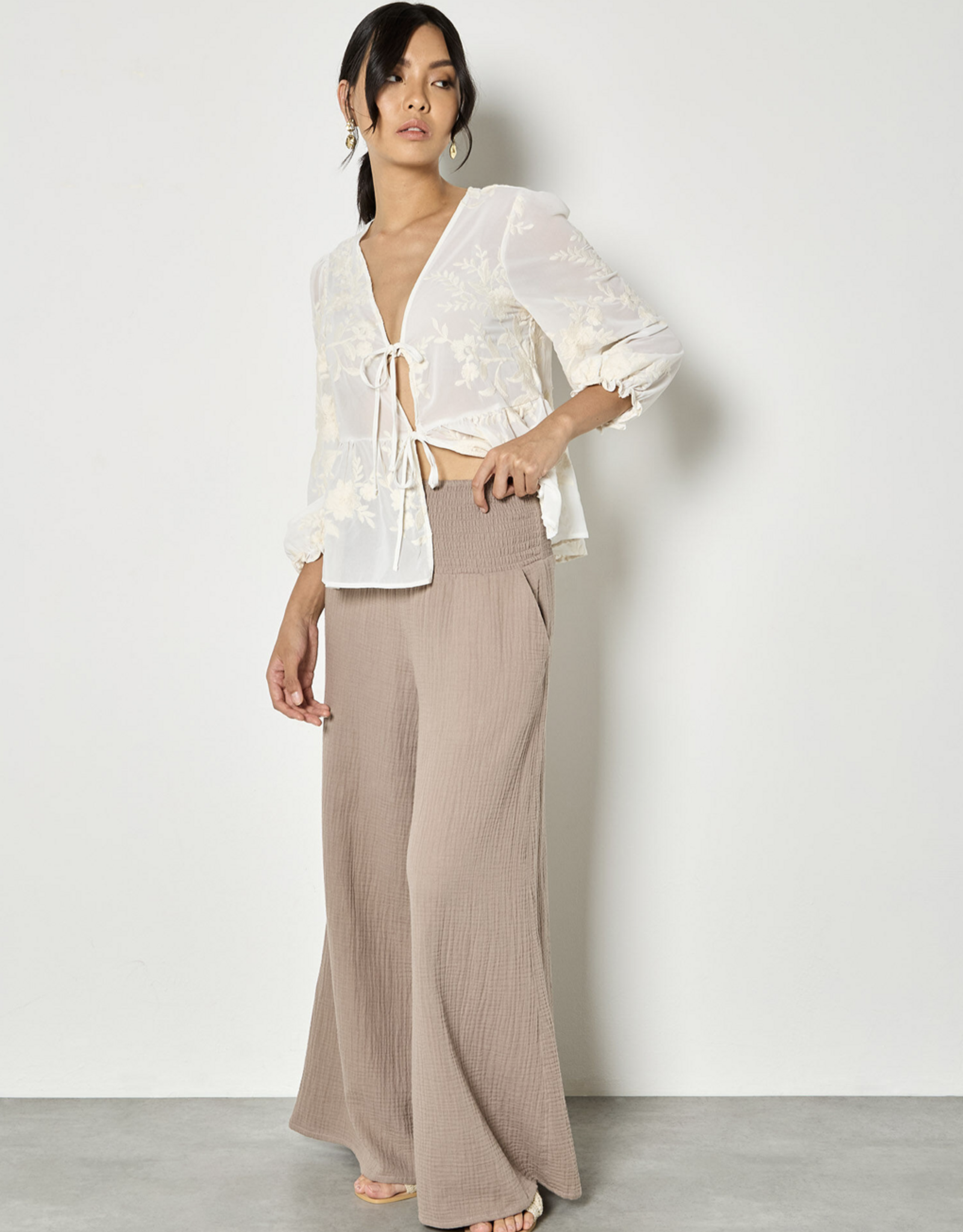Apricot Apricot - Cotton Weave Wide Leg pantalon SS26