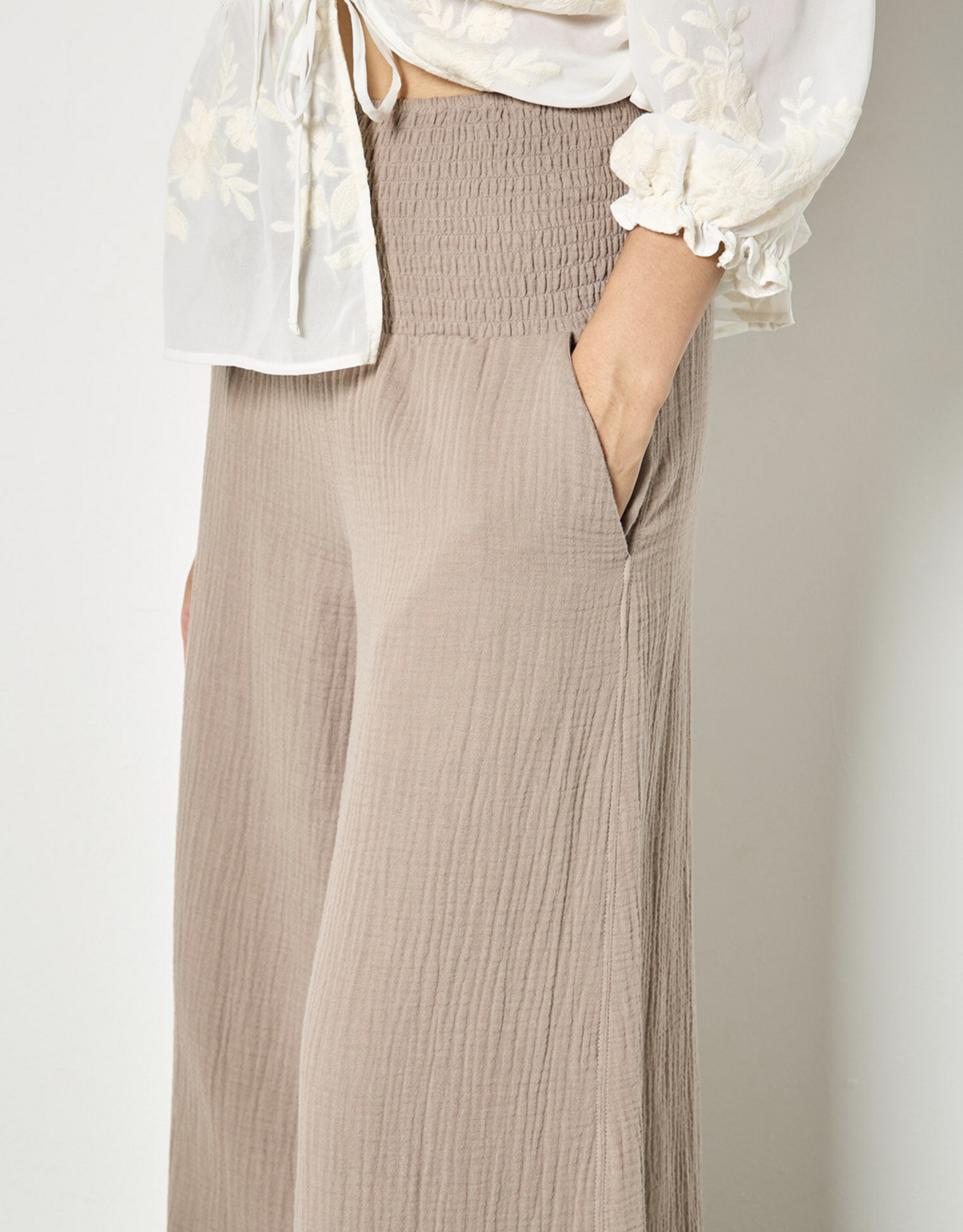Apricot Apricot - Cotton Weave Wide Leg Trousers SS26