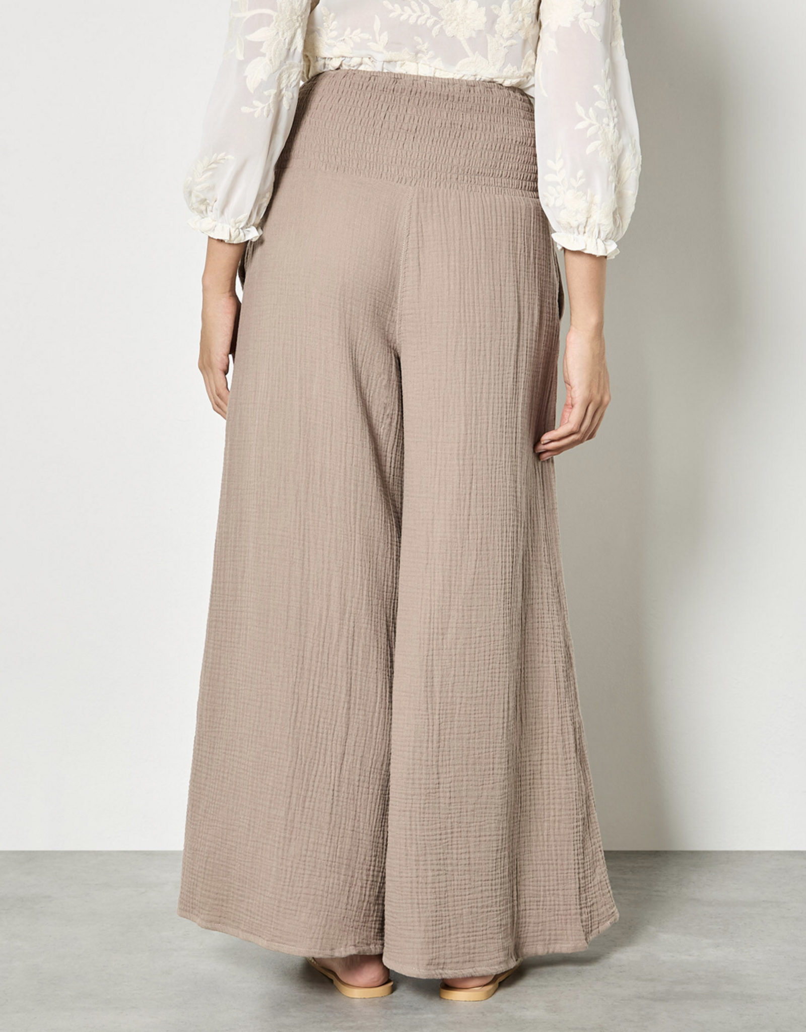 Apricot Apricot - Cotton Weave Wide Leg Trousers SS26