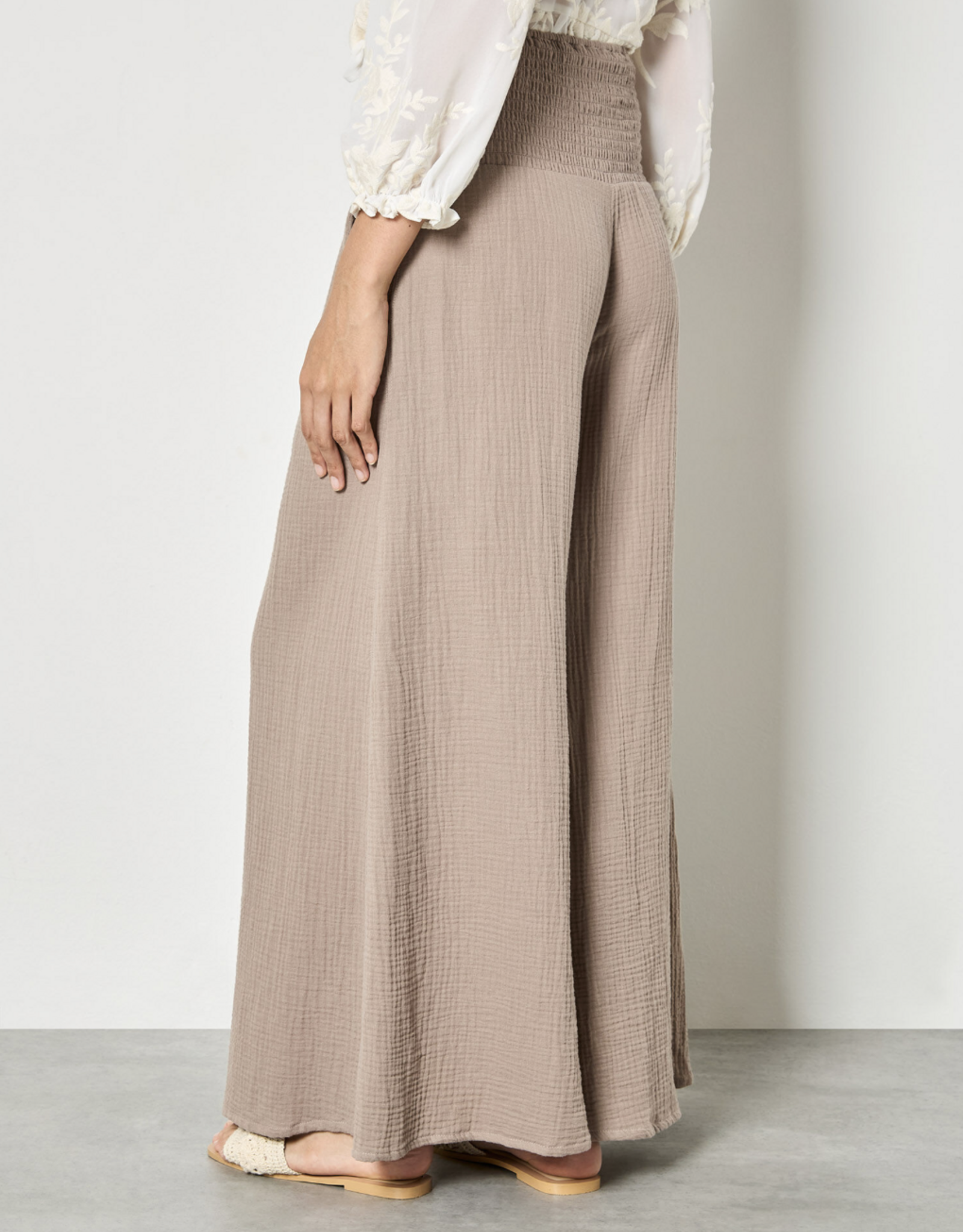 Apricot Apricot - Cotton Weave Wide Leg Trousers SS26