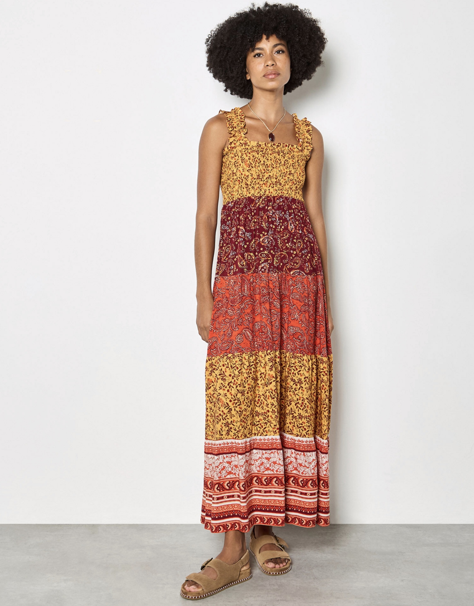 Apricot Apricot - Patchwork Print Tiered Maxi Dress SS26