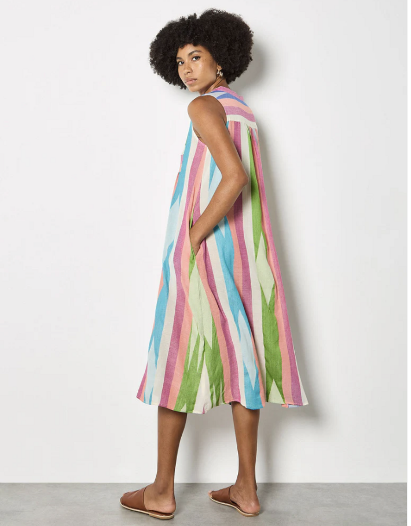 Apricot Apricot - Jacquard Cotton M-Stripe Mid Dress SS26