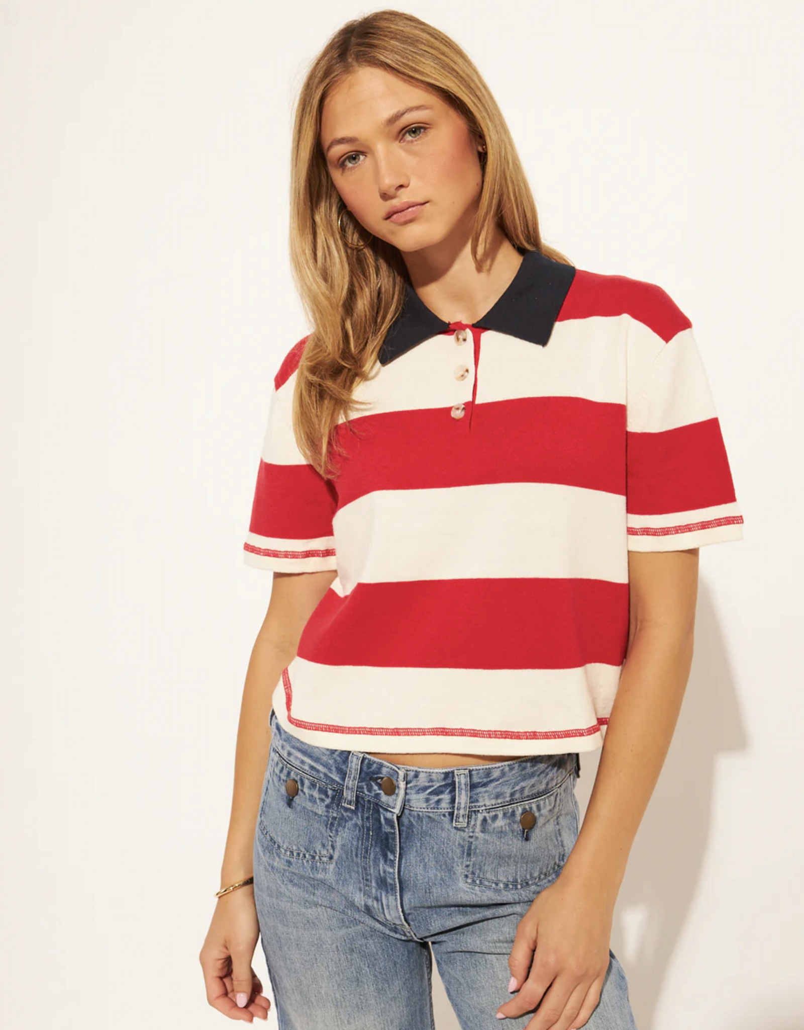 John + Jenn- S624JC60 short sleeve knit polo SS26