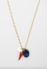 Flora Ciccarelli Flora Ciccarelli- 26P 201 Collier or avec lapis et corne rouge