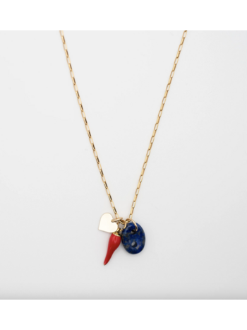 Flora Ciccarelli Flora Ciccarelli- 26P 201 Collier or avec lapis et corne rouge