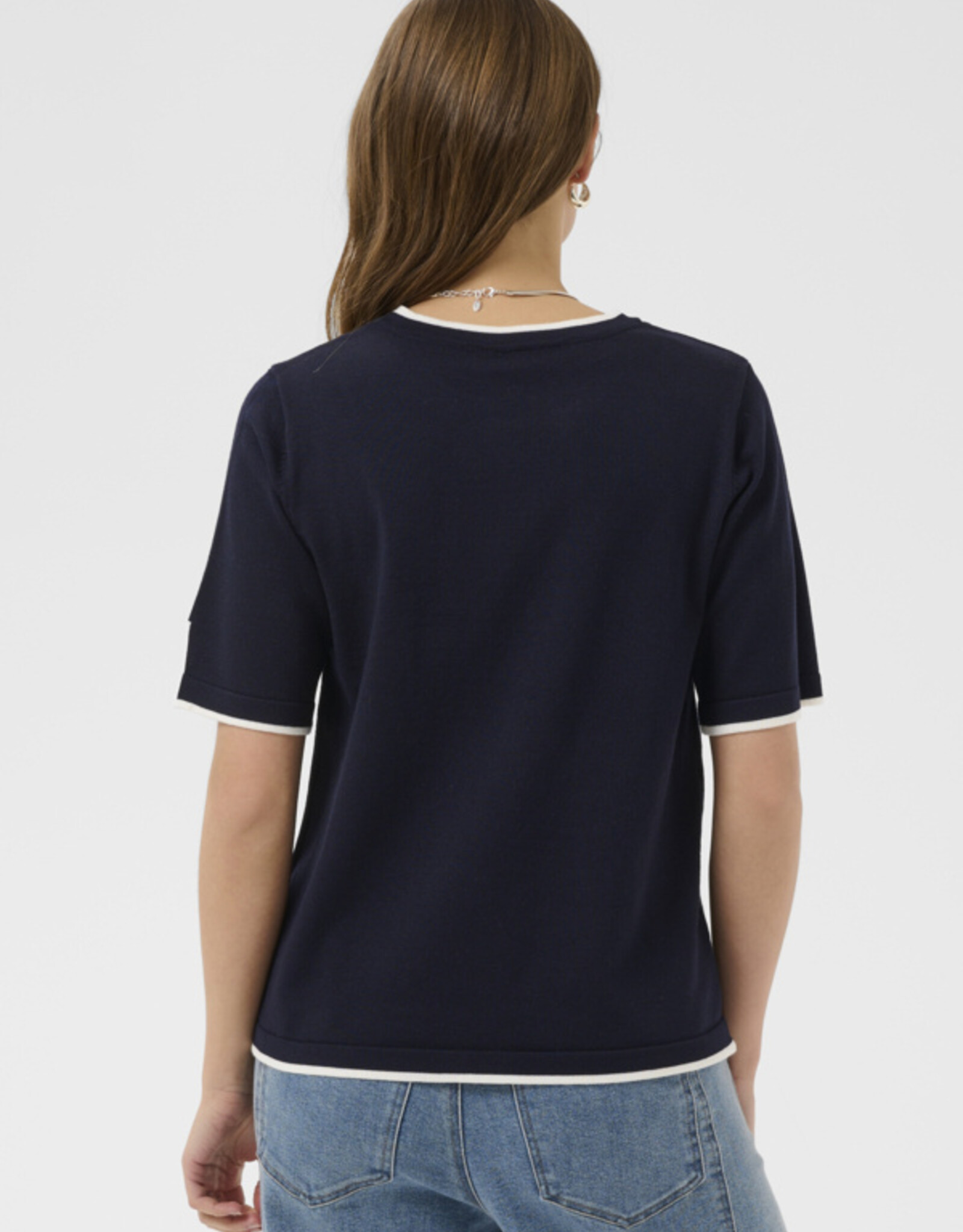Saint Tropez - Mila Contrast Stripe Short Sleeve Pullover FW26