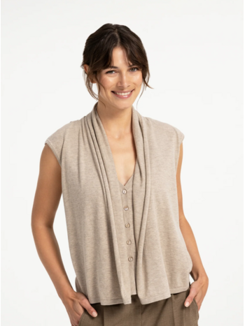 Yaya Yaya - Sleeveless Double Layered Cardigan 01010176