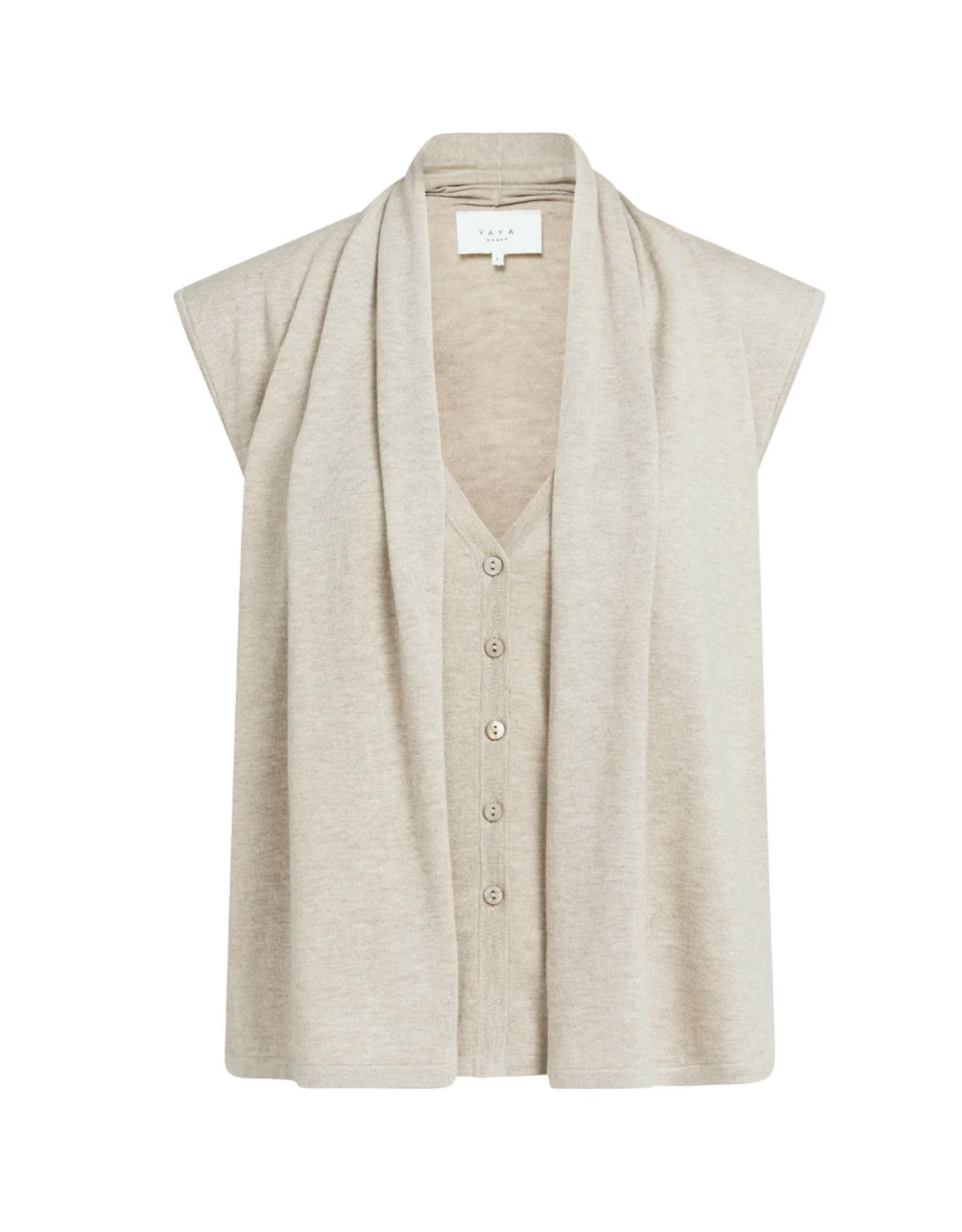 Yaya Yaya - Sleeveless Double Layered Cardigan 01010176
