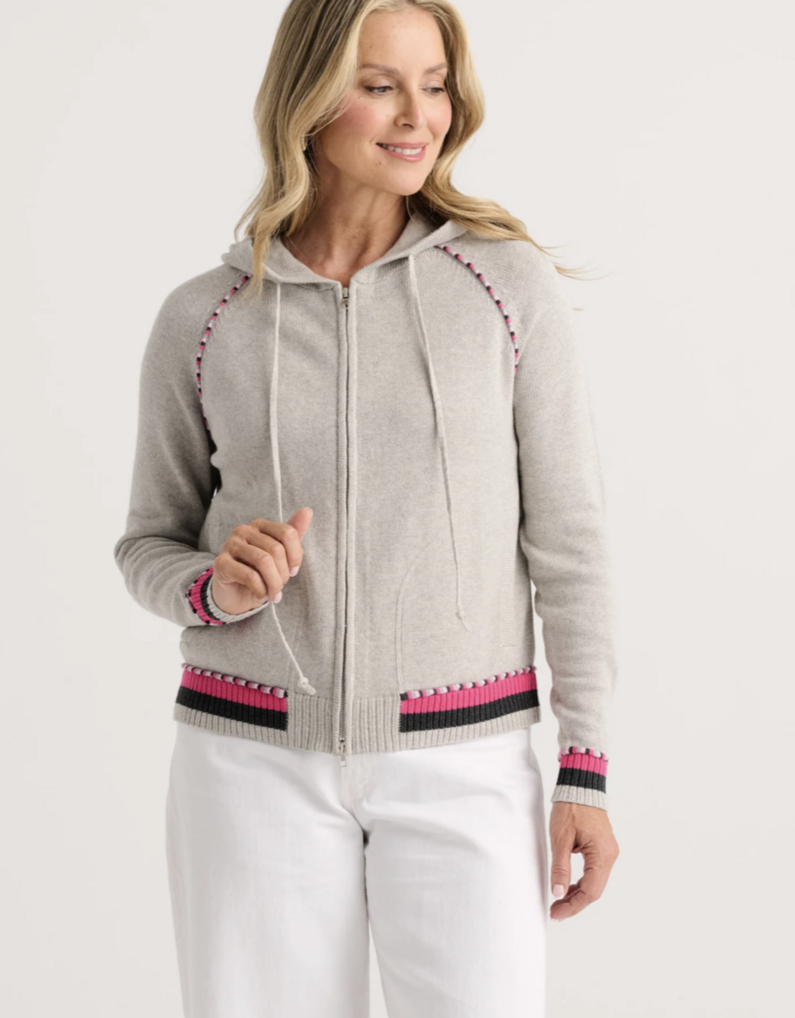 ZAKET & PLOVER Zaket & Plover - ZP8507U Stripe Trim Zip-Up Hoodie FW26