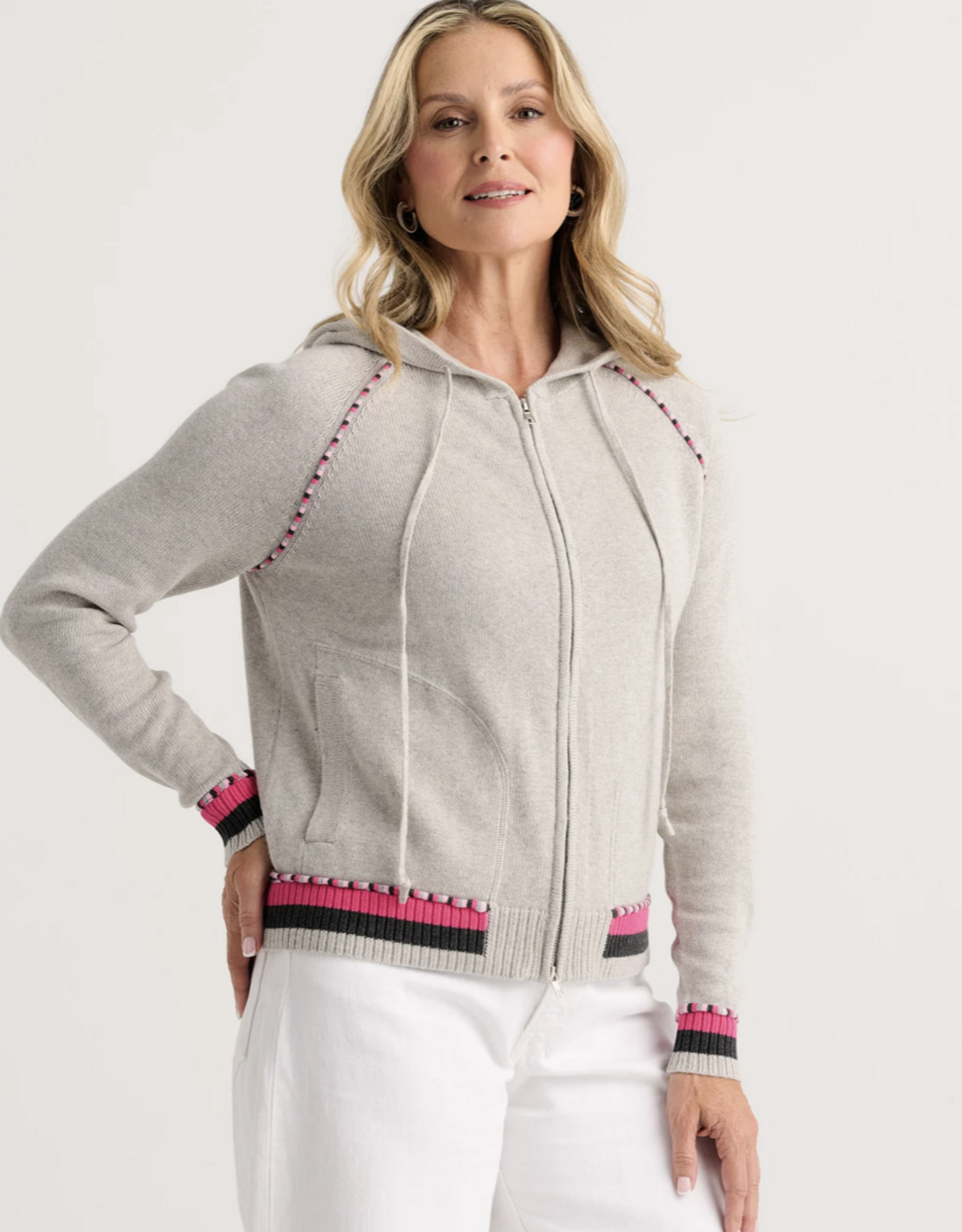 ZAKET & PLOVER Zaket & Plover - ZP8507U Stripe Trim Zip-Up Hoodie FW26