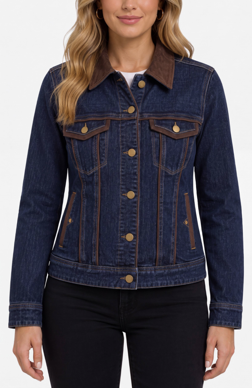 Liverpool LM1D72CHF Veste en Denim à Col en Velours