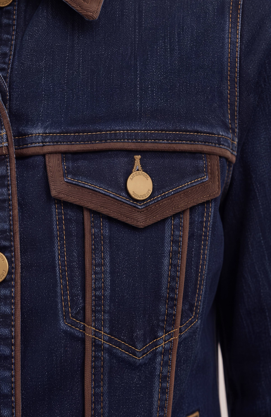 Liverpool LM1D72CHF Veste en Denim à Col en Velours