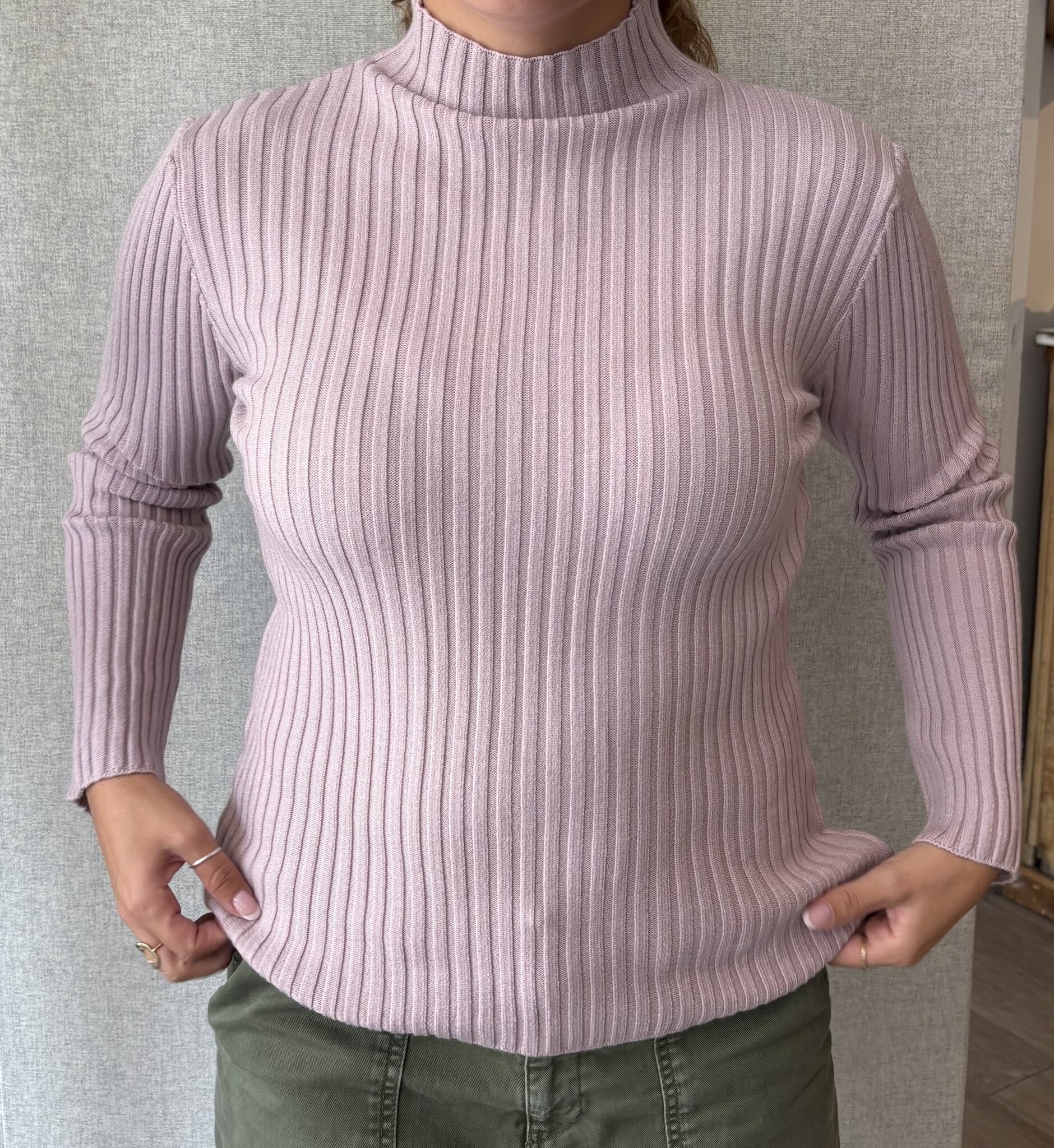 Pistache B2468 Ribbed Knit Turtle Neck
