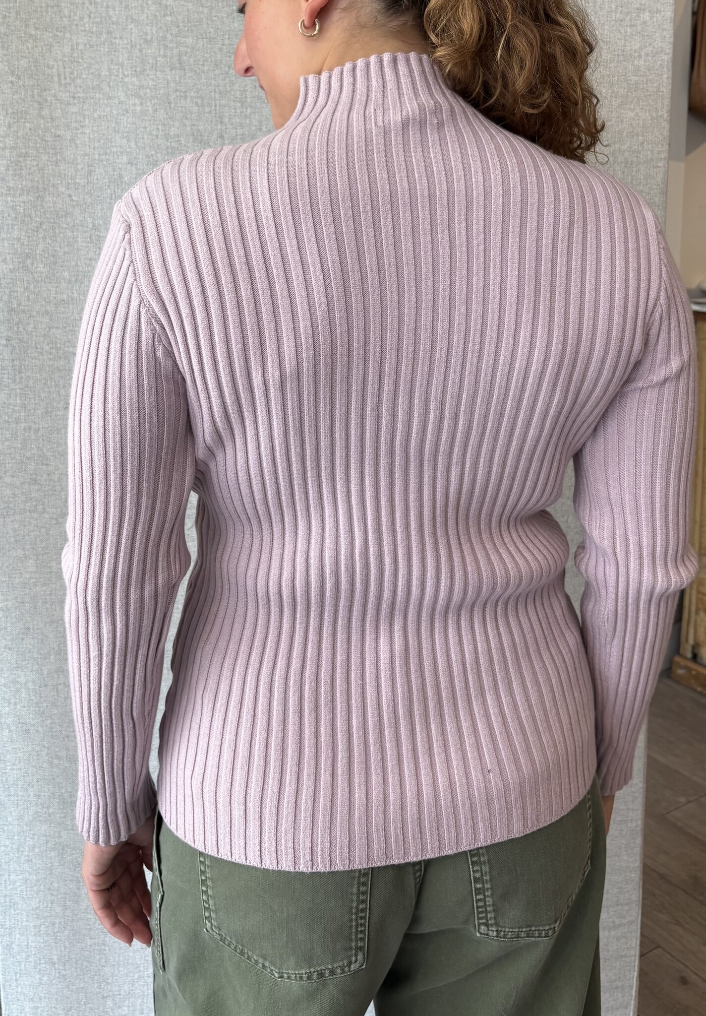 Pistache B2468 Ribbed Knit Turtle Neck