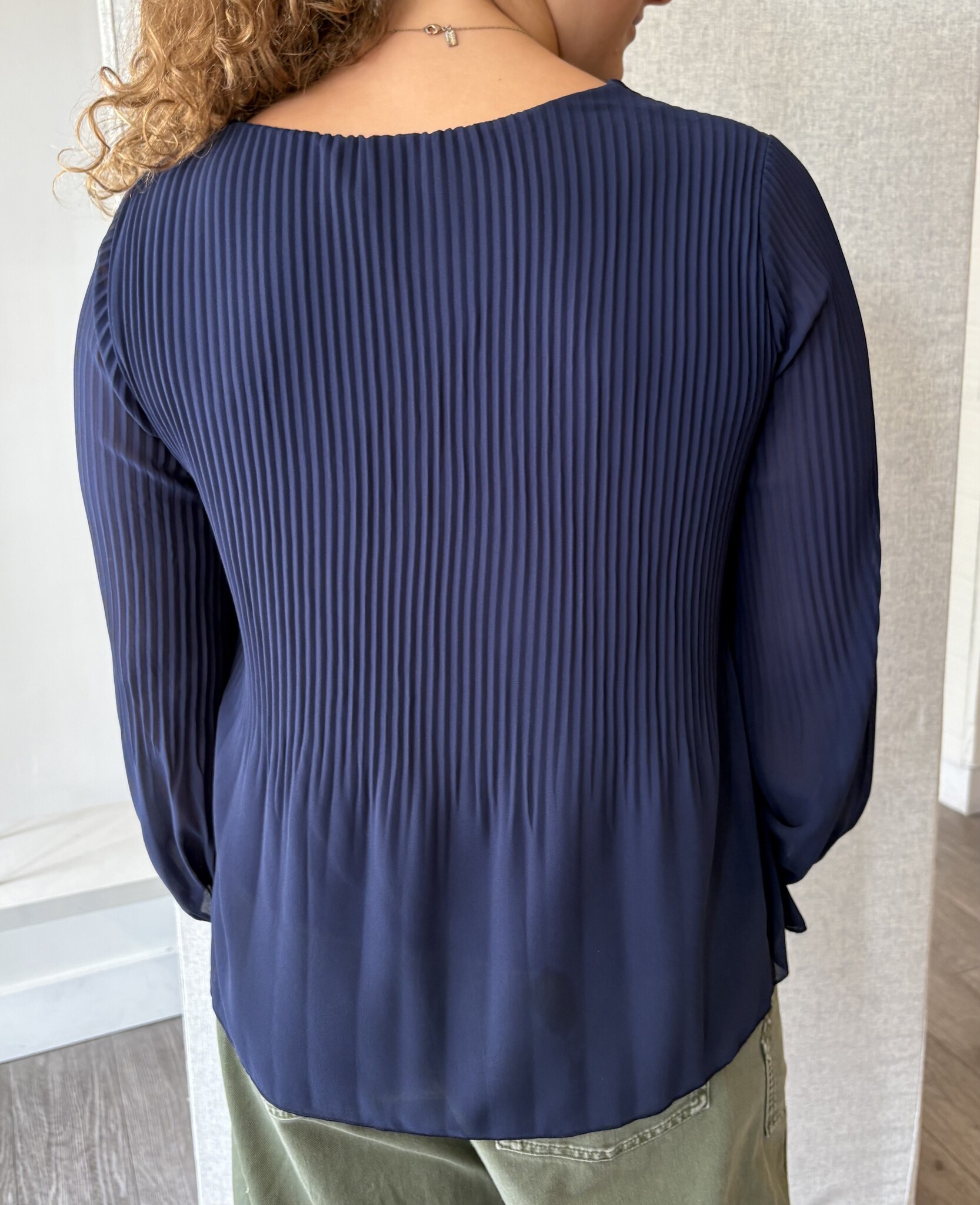 Pistache R0389 Georgette V-Neck Blouse