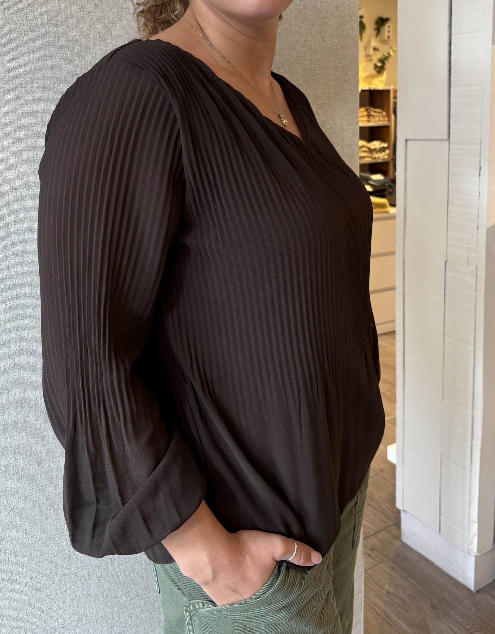 Pistache Pistache - R0389 Georgette V-Neck Blouse