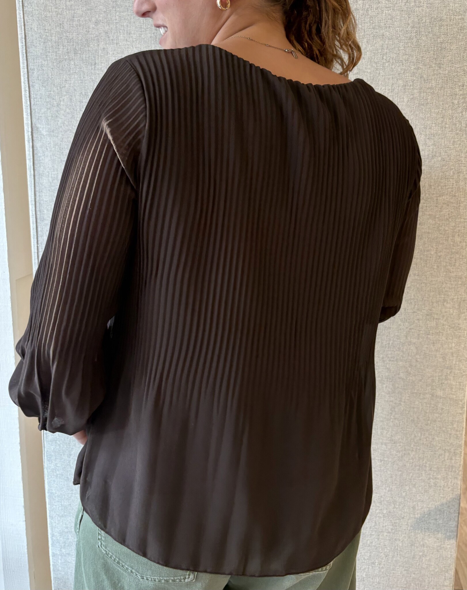 Pistache R0389 Georgette V-Neck Blouse