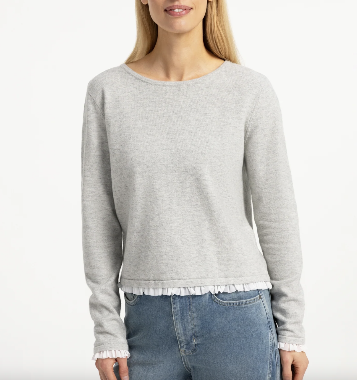 Yaya Sweater with ruffle woven cuffs  01000625