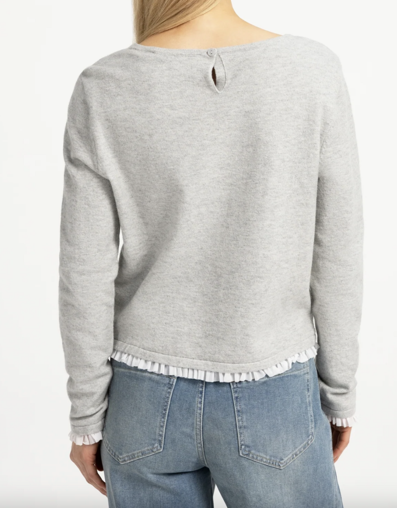 Yaya Yaya- Sweater with ruffle woven cuffs  01000625