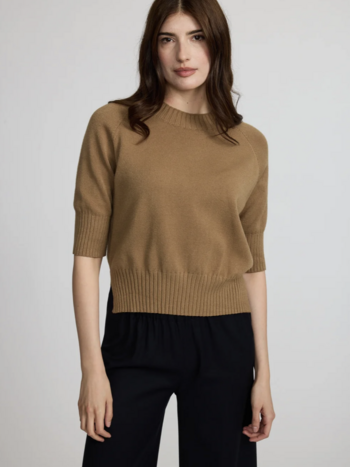 Pistache B23857 Rib Funnel Neck Knit Sweater