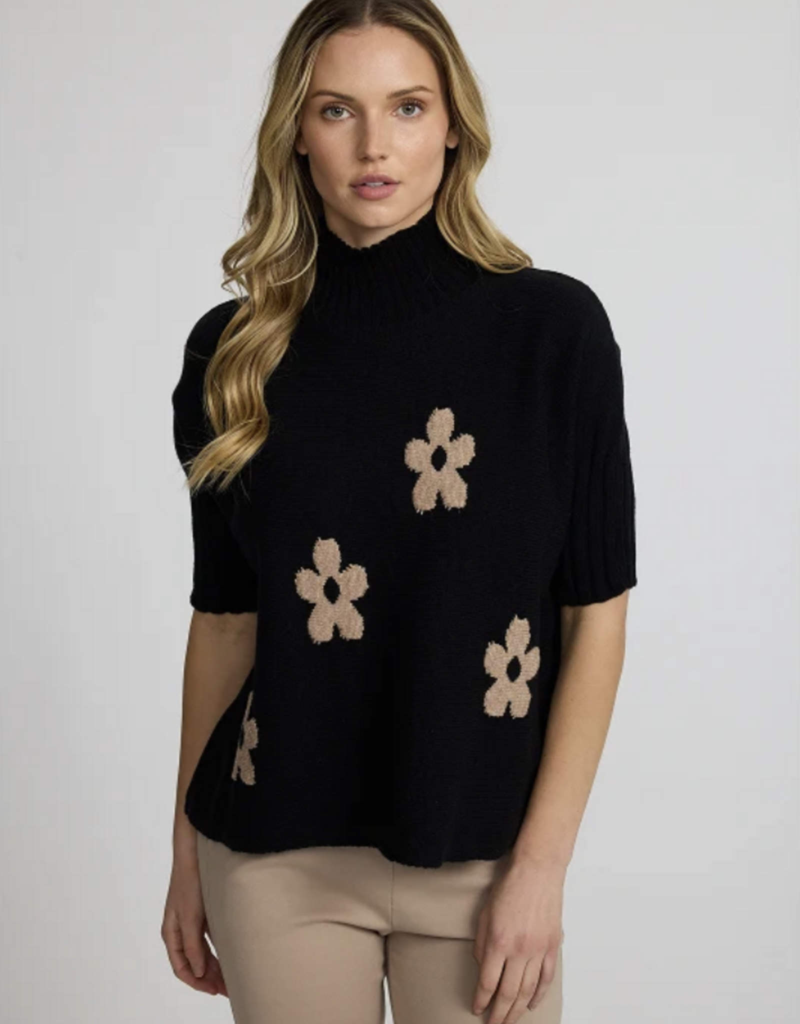 Pistache Pistache - F25866 Ribbed Funnel Neck Knit Sweater