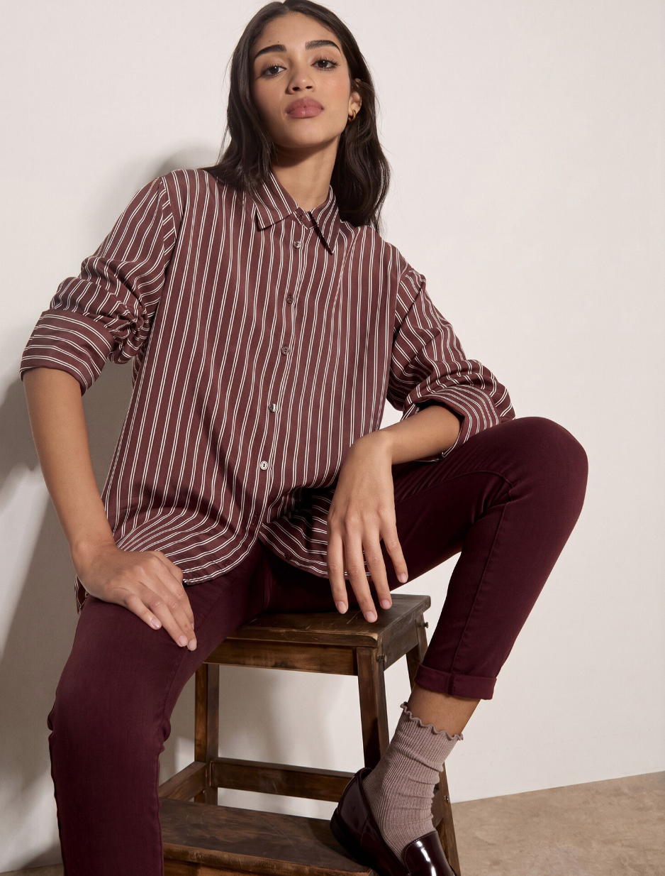 Apricot Pinstripe Oversized Shirt