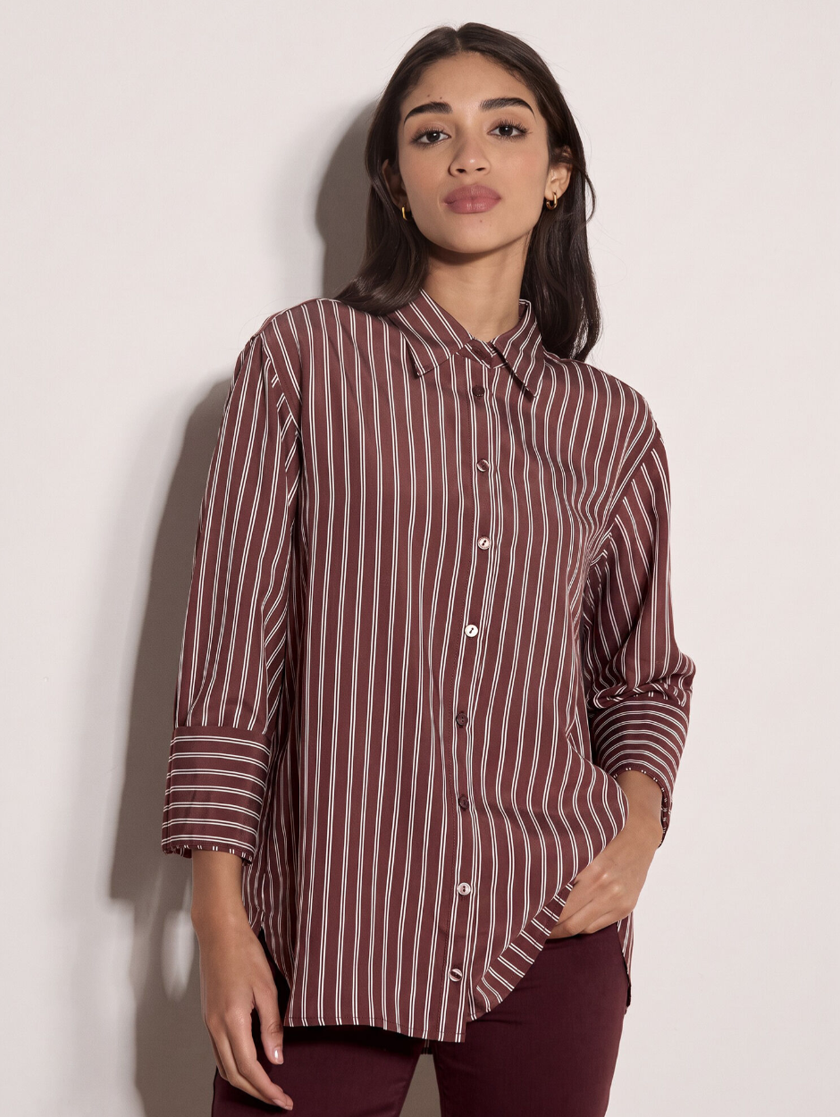 Apricot Pinstripe Oversized Shirt