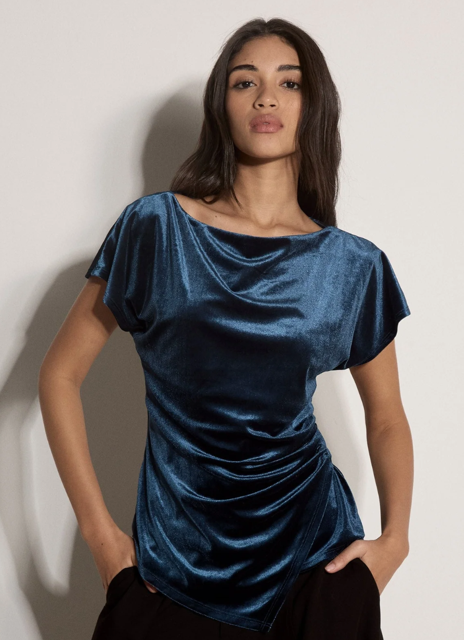 Apricot Haut asymétrique en velours
