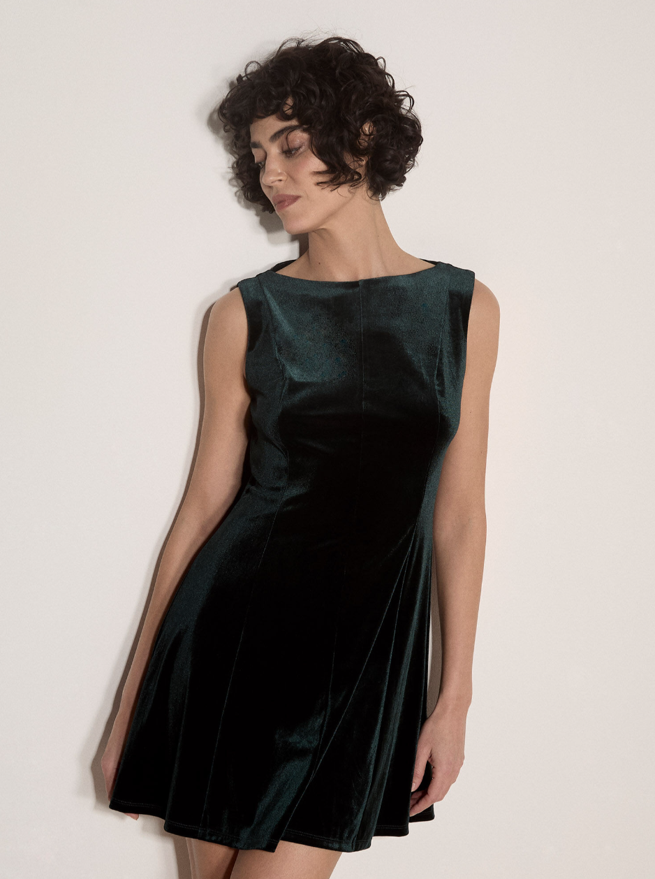 Apricot Robe en Velours Évasée