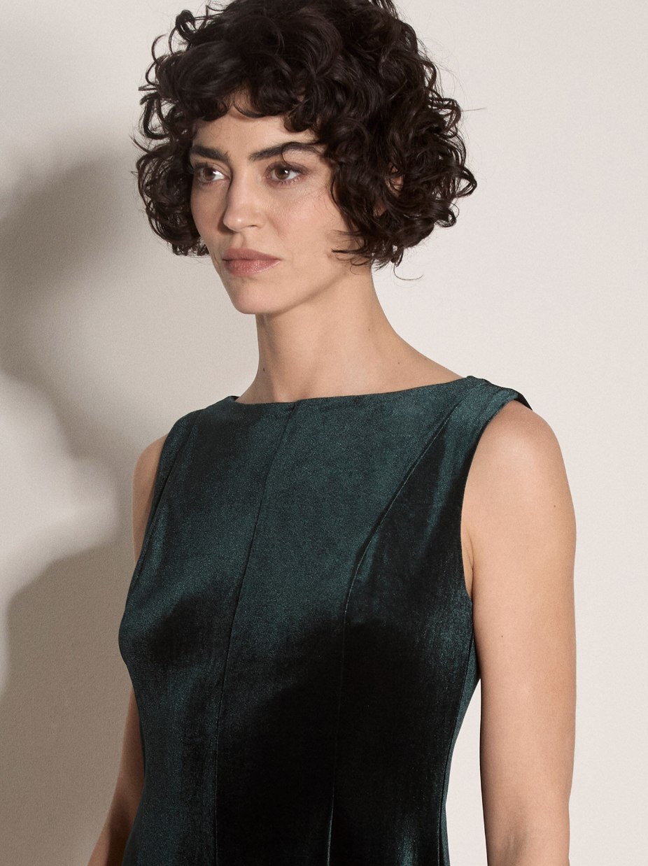 Apricot Robe en Velours Évasée