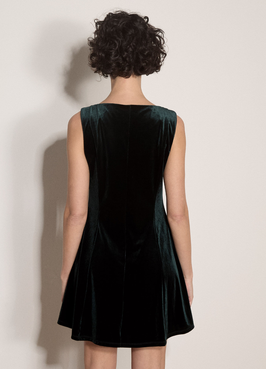 Apricot Robe en Velours Évasée