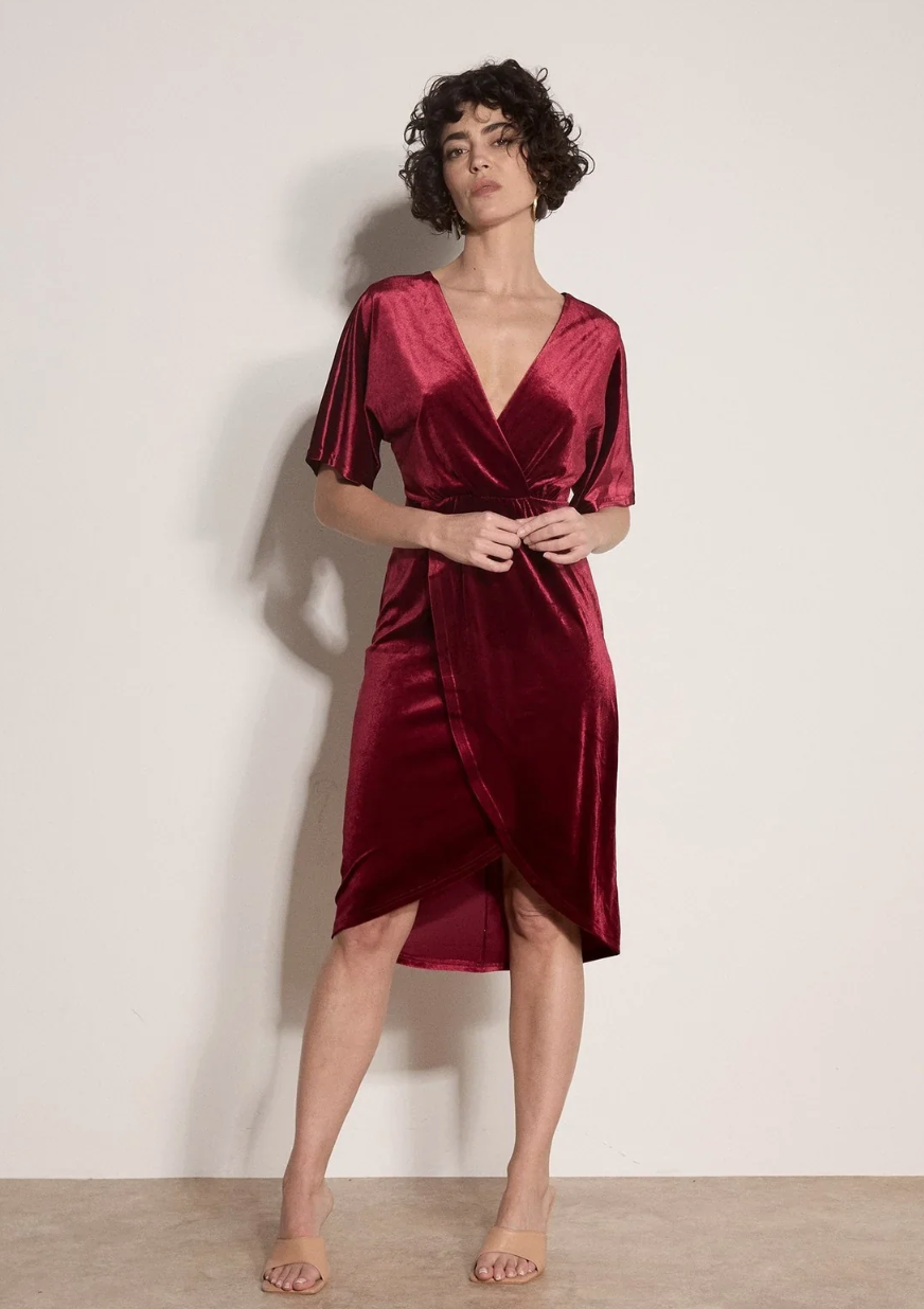 Apricot Robe en velours avec manches chauve-souris
